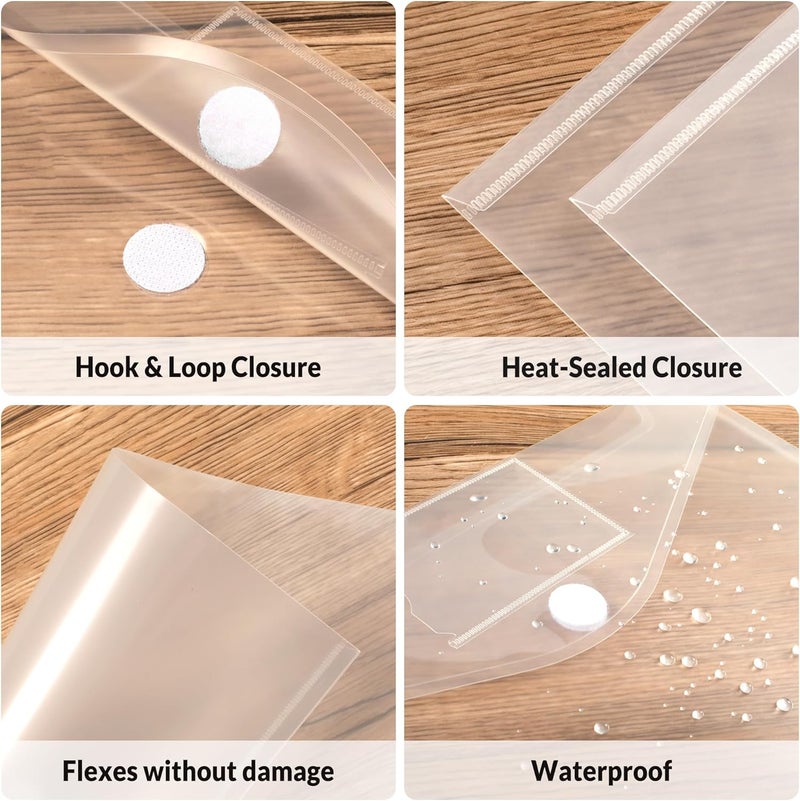 SUNEE 6 Pack Plastic Envelopes, Clear Folders for Document for A4 Letter Size, Poly File Folders with Label Pockets for School Home Office Organizer Work Supplies - Image 2